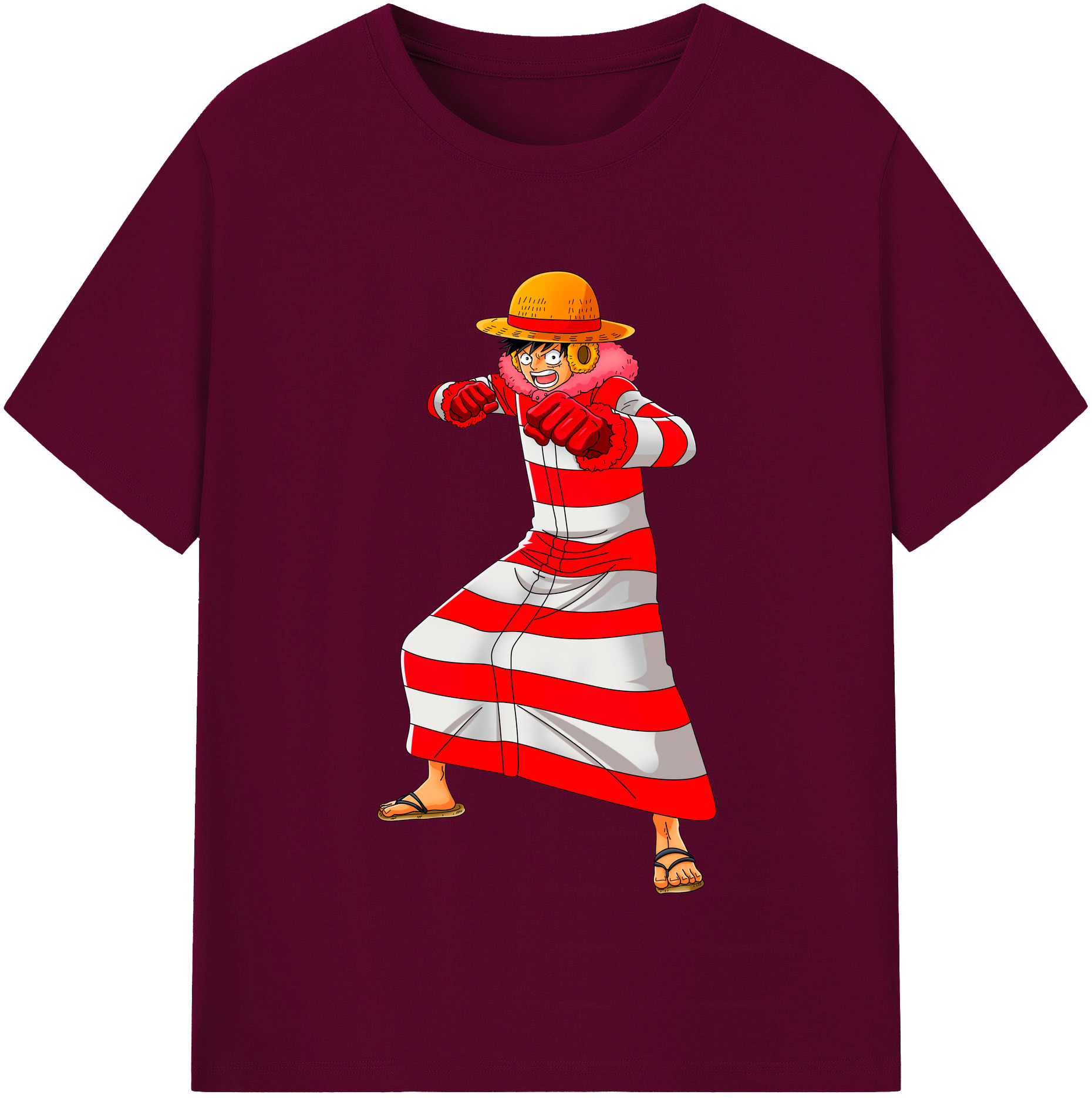 ワンピース モンキー・D・ルフィ ONE PIECE Monkey D. Luffy レディースカジュアルプリントTシャツ（綿100％）
